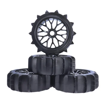 

4pcs RC Tire 1/8 Scale OD 4.92in Tire Rim RC Crawler Off Road Buggy Snow Sand Paddle Wheels Tires for HSP HPI Truck Traxxas TRX4