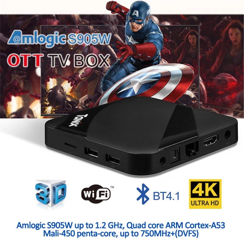 ILEPO TX3 MAX ТВ приставка Android 7,1 Smart Amlogic S905W 2 Гб 16 Гб 2,4 ГГц WiFi медиаприставка Bluetooth 4,1 Google Store разблокировка ТВ приставка