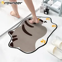 Bathroom Mat Cartoon Cat Absorbent Non-slip Floor Rugs Bathtub Side Carpet Shower Room Entrance Doormat 3 Sizes Home Decoration