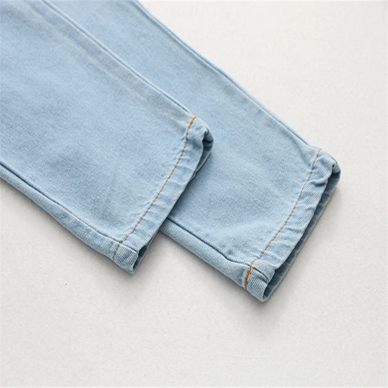 Merry Pretty, джинсовые женские штаны с мультяшной вышивкой, Осенние эластичные прямые джинсы с талией, штаны длиной до щиколотки
