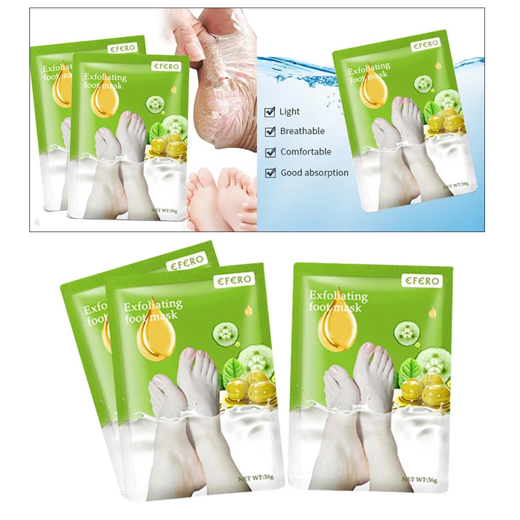 3pcs EFERO Feet Mask Peeling Dead Skin Remover Feet Mask Exfoliating Foot Mask Socks Pedicure Foot Care Detox Foot Patch