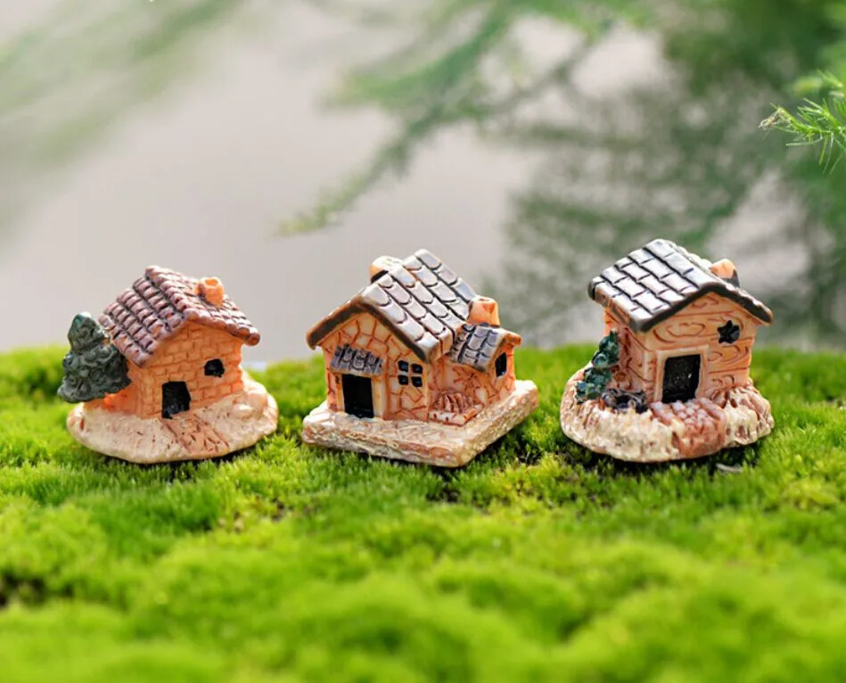 Фигурка мини кукольный дом из камня смолы для дома искусственные елки DIY Мини Ремесло пейзаж с коттеджем украшения аксессуары# LD