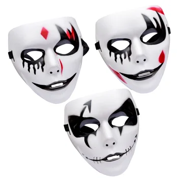 

3pcs Halloween Costumes Mask Death Scary Creepy Horrible Face Mask Cosply Party Props for Women Men (White)