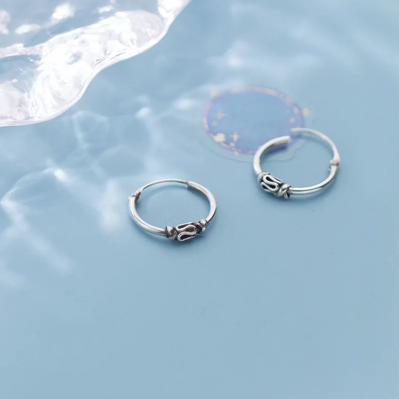 Настоящие серьги-кольца Trusta, 925 пробы, серебряные винтажные круглые серьги-кольца для женщин и девушек, Сережки для пирсинга, ювелирное изделие, подарок DS2439