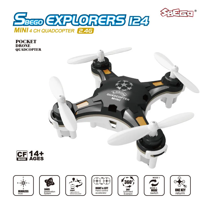 

New Style 124 Small Package Mini Quadcopter Remote Control Aircraft a Key Return Headless Mode Unmanned Aerial Vehicle