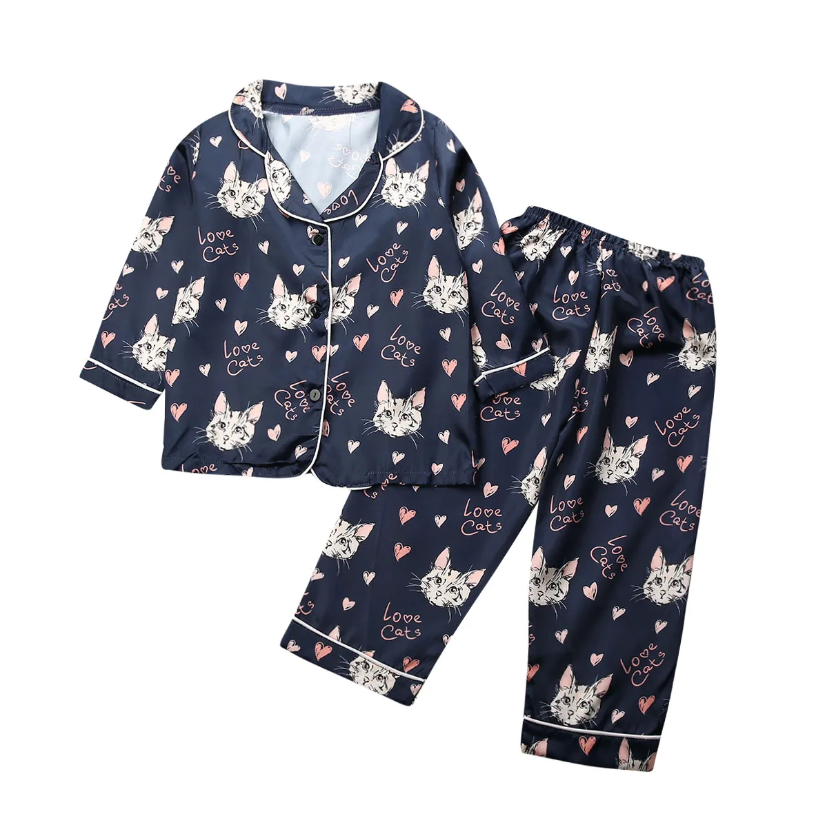 Pudcoco/атласная Шелковая пижама для детей; топы с длинными рукавами для маленьких девочек и мальчиков; Милая одежда для сна с принтом животных из мультфильмов; осенняя одежда для сна - Цвет: F