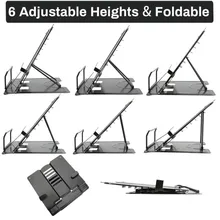 

Folding Reading Rack Adjustable Metal Reading Book Holder Portable Bookstand Pages Fixed Cookbook Stand Non-Slip Bookends Shelf