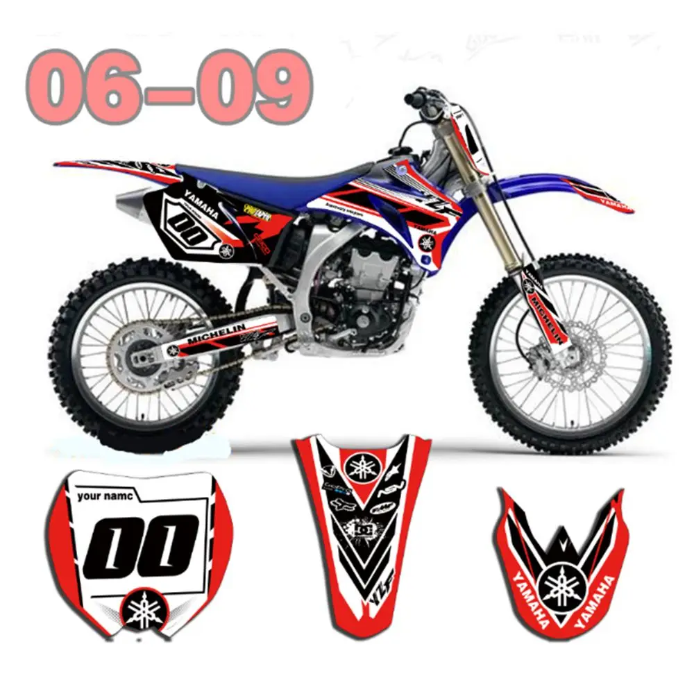 Для YAMAHA YZF250 2006-2009 Новые полные графические наклейки на заказ имя номера глянцевые яркие наклейки водонепроницаемые