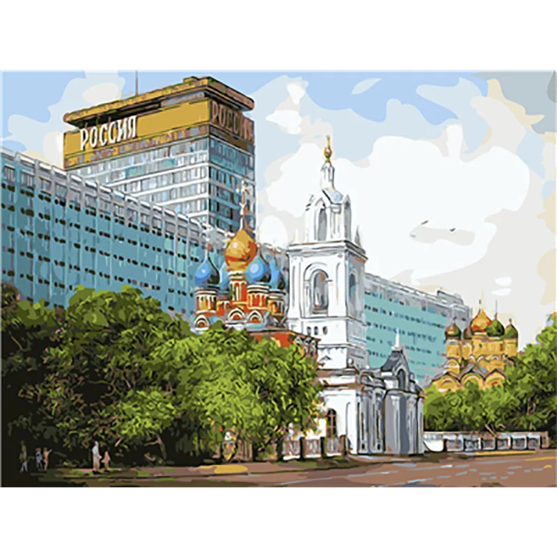 painting by number15 Пейзажная живопись по номерам Раскраска по номерам для взрослых Сделай Сам Раскраска по номерам масляная пронумерованная цифра картины pintura numerada - Цвет: painting by number15
