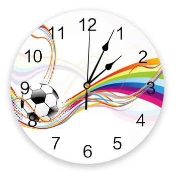 

Soccer Balls Football Design Wall Clock Silent Non Ticking Kids Room Decorative Clock for Home Living Room Bedroom