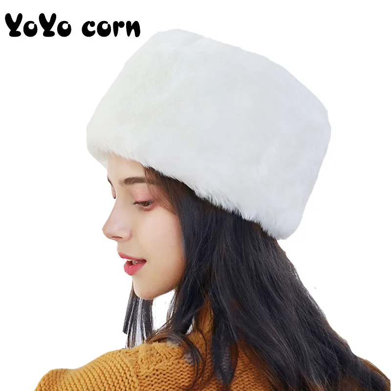 YOYOCORN Men's and women's winter hats, hooded head caps, Outdoor snow prevention fox fur plus velvet padded cold warm hat