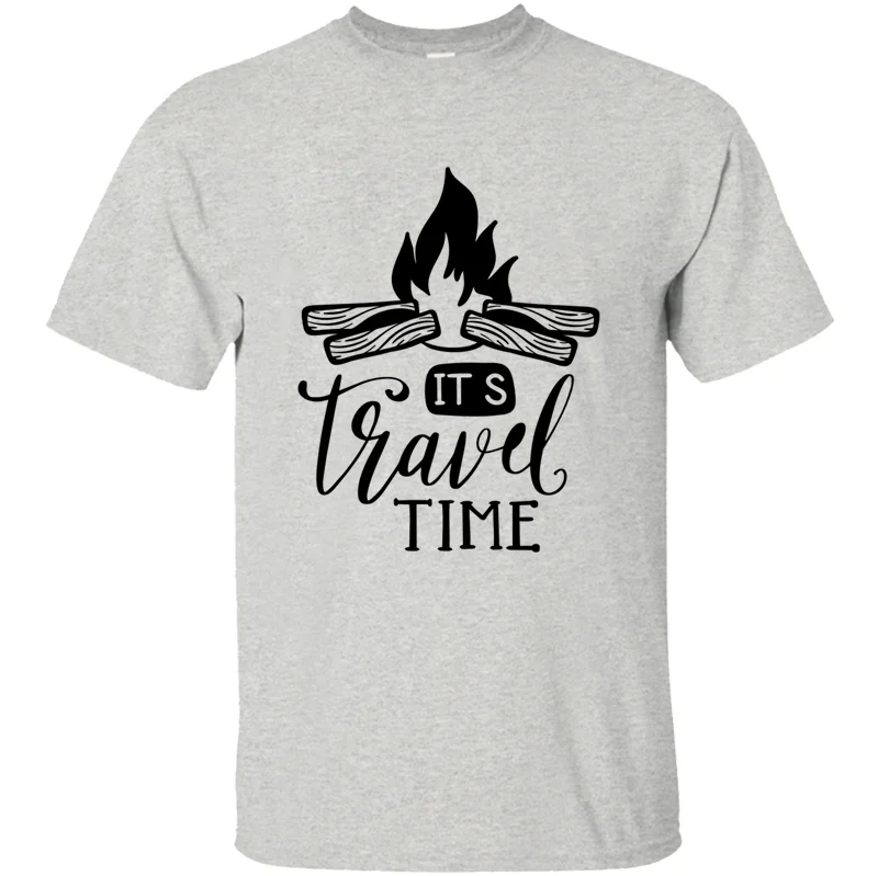 Модная футболка с надписью "adventure quote" для мужчин, "campfire traveler", букв, уличная Мужская футболка, фирменная футболка в стиле хип-хоп - Цвет: Men-Gray