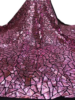 

Latest African lace fabric 2020 High Quality PU leather Embroidery Velvet lace Nigerian Lace Fabrics For Wedding dress 5yards