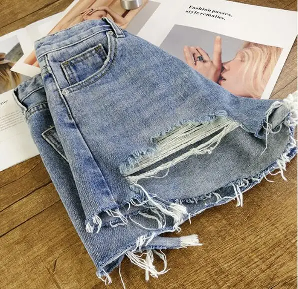 S-xl, 2XL, 3XL, 4XL, 5XL 2 цвета с высокой талией Мини рваные шорты Feminino плюс размер джинсовые короткие джинсы женские с кисточкой(E205
