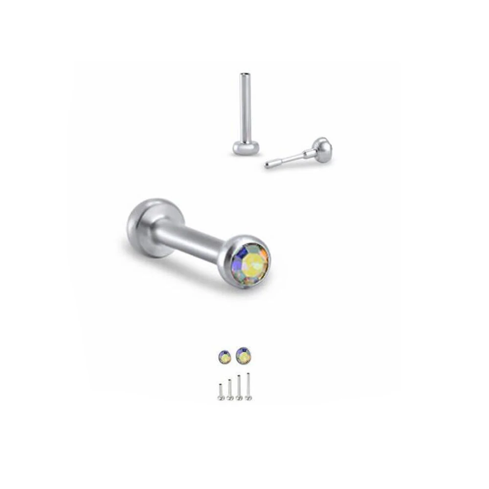 2Pcs 316L Steel 18/16G Threadless Push in Labret Stud CZ Helix Ear Tragus Cartilage Earring Labret Lip Ring Body Pircing Jewelry - Image 2