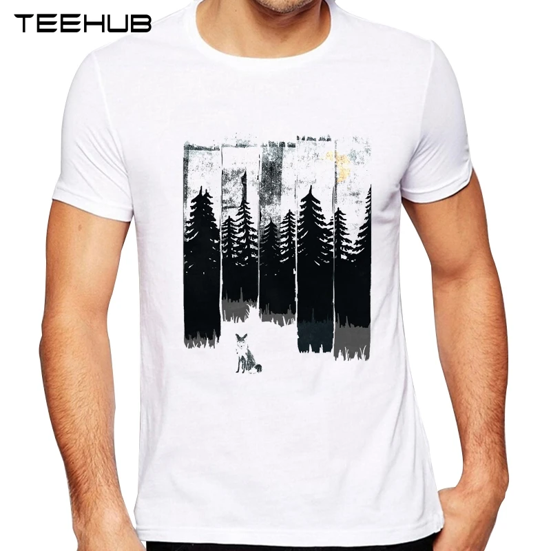 TEEHUB мужские новые модные футболки с надписью Fox in the Wild Night коротким рукавом