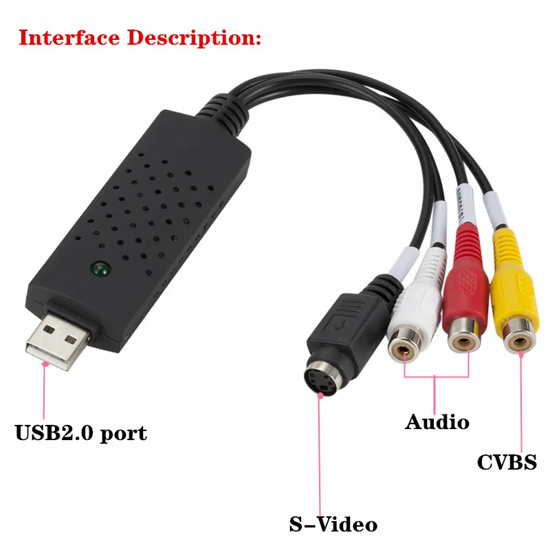 VHS to Digital Converter USB 2.0 Video Converter Audio Capture Card VHS Box VCR TV to Digital Support Win 7/8/10 usb video converter