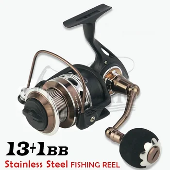 

PULLINE Anti-seawater Spinning Fishing Reels 13+1BB Carbon Fiber Brake Bait Reel Fishing Full Metal Sea Fishing Reel Spinning