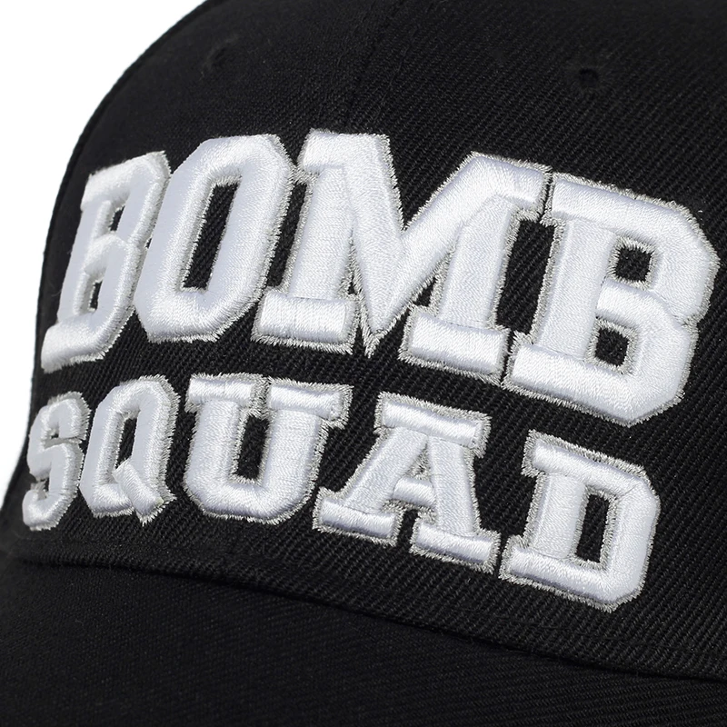 Новая бейсбольная кепка с вышитыми буквами BOMB SQUAD, модные кепки в стиле хип-хоп с 3D вышивкой, мужские спортивные кепки из хлопка, регулируемая солнцезащитная Кепка