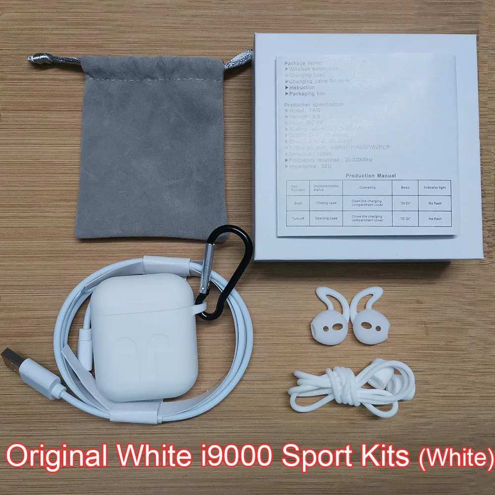 i9000 whitesport kit i9000 Tws Smart Sensor Wireless Bluetooth Earphones 1536P PK H1chip i30 i60 i200 i800 i1000 i2000 i5000 TWS - Цвет: i9000 whitesport kit