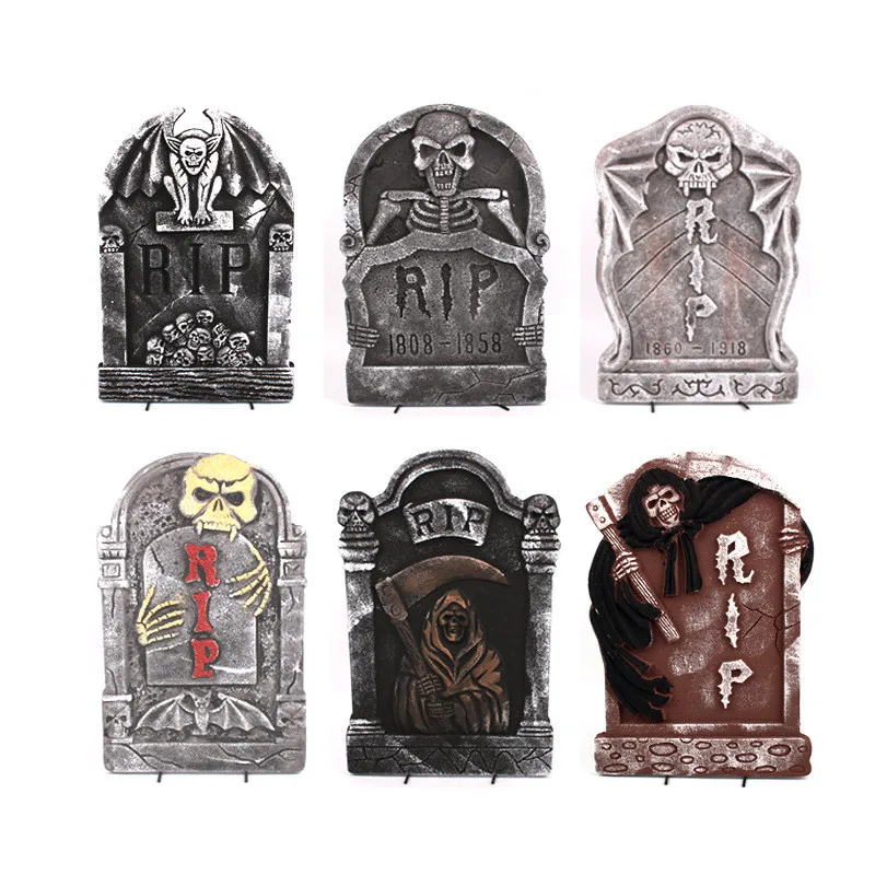 

6Pcs Halloween Skeleton Foam Tombstone Home Halloween Emulation Decor Party Haunted House Bar Grisly Scene Props Yard Decoration