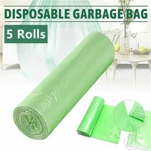 

5 Rolls Biodegradable Bags 45*45cm Green PE Portable Camping Festival Toilet Home Clean Composting Biodegradable Bag