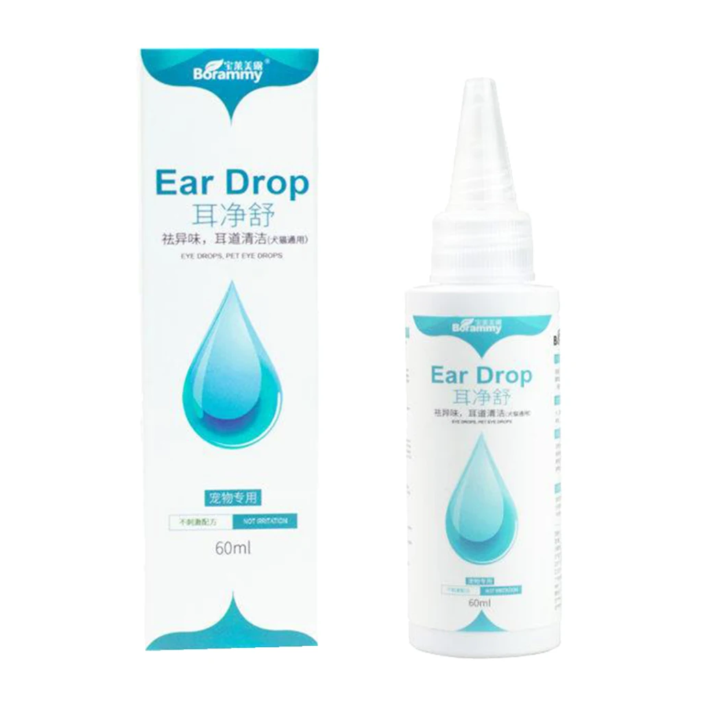 1 Bottle of 60ml Dog Cat EAR CLEANSER Antibacterial Pet Earwax Softener Drops
