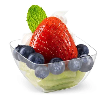 

Promotion - Party Wedding Supplies, 55*35mm/70ml Disposable Plastic Tableware Clear Mini Dessert Square Bowl, 10/Pack
