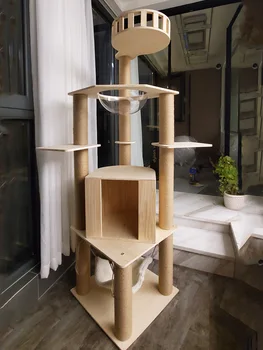 

Multi Level Cat Scratching Tree house Large Climbing Frame Cat Scratch Furniture large solid wood cat nest jumping platform