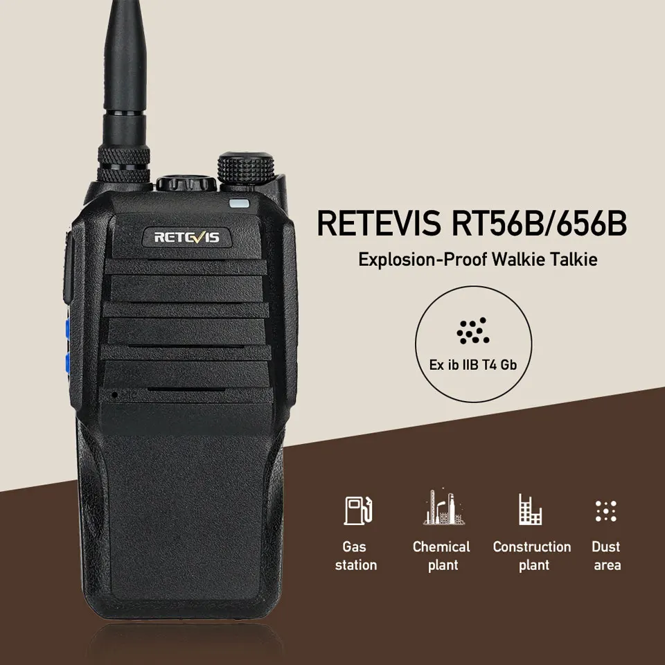 Walkie-Talkie Antideflagrante Retevis Rt56B Rt656B Frs/Pmr446 Scansione Ricetrasmettitore Portatile Vox Fm 22/16 Ch Senza Licenza 1800Mah