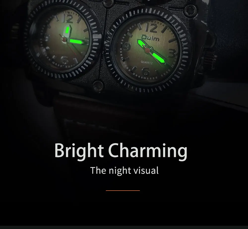 Unique Creative Watches Two Time Zone Army Pilot Style Watch Big Size Military Quartz Clock Male Leather Strap Quartz Wristwatch