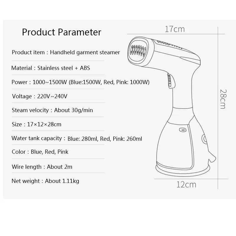 Garment Steamer for Home Portable Steamer Handheld Steam Iron Clothes Travel Steamer Clothing