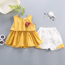 BibiCola/Летняя одежда для маленьких девочек; футболка с рисунком для маленьких девочек+ комбинезон; комплект со штанами; детский летний комплект одежды для девочек