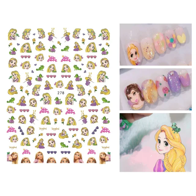 1PCS Disney Cartoon Anime Collection Star Design Nail Sticker Mickey Mouse Donald Duck Lion King Mermaid Stitch Nail Slider WG278