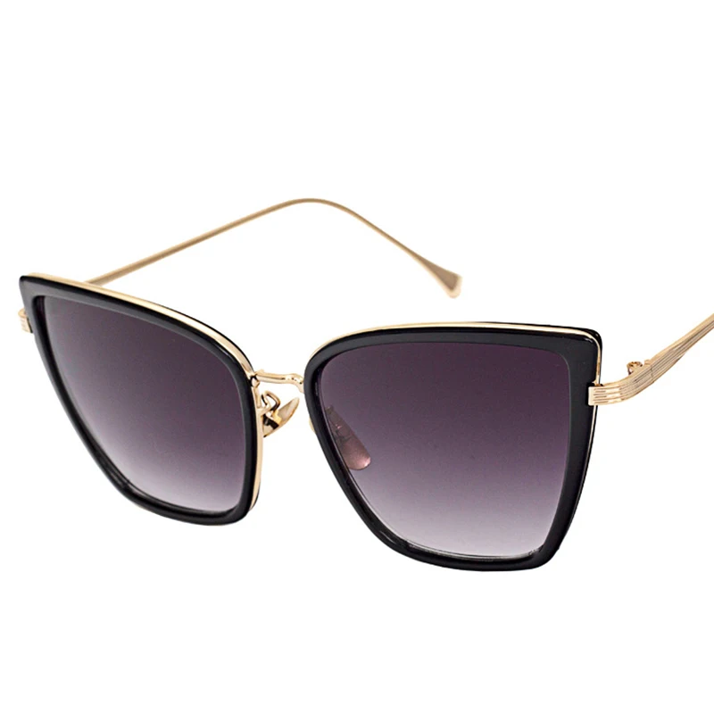 C2 Gold BlackGray Сексуальные Квадратные Солнцезащитные очки "кошачий глаз" для женщин и мужчин, негабаритные солнцезащитные очки, оправа из сплава, брендовые дизайнерские винтажные очки Oculos De Sol, зеркальные - Цвет линз: C2 Gold BlackGray