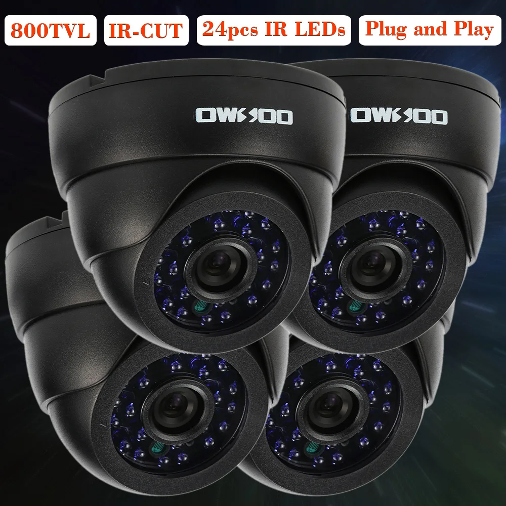 OWSOO 800TVL CCTV камеры видеонаблюдения комплект 4* Крытый Камера+ 4* 60ft кабель 3,6 мм 24 светодиодами и ИК-подсветкой дальностью действия IR-CUT ночного видения Plug and Play