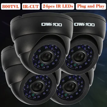 

OWSOO 800TVL CCTV Security Surveillance Kit 4*Indoor Camera + 4*60ft Cable 3.6mm 24LEDs IR-CUT Night View Plug and Play