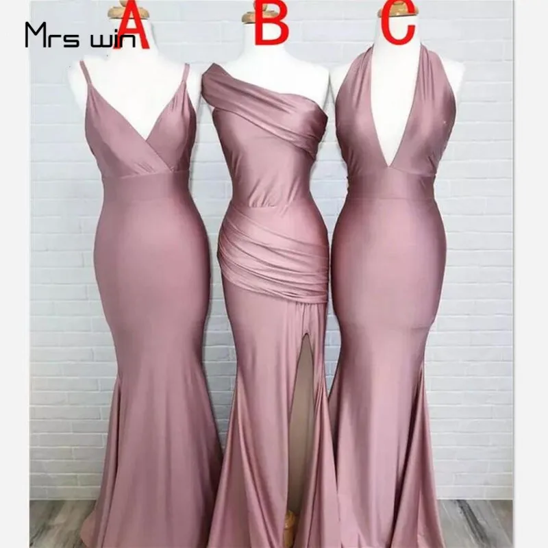 Mrs win платья подружек невесты русалка длинный корсет сзади Vestido Madrinha HR269 для девочек без рукавов женские свадебные платья