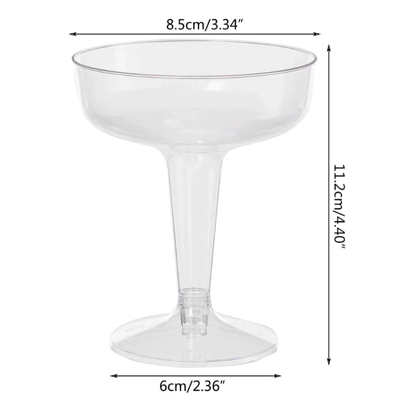 6pcs New Plastic Champagne Flutes Disposable Clear Plastic Champagne Glasses For Parties Glitter Clear Cup
