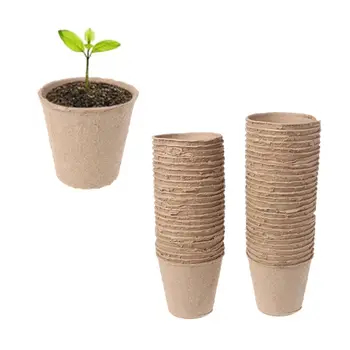 

50Pcs 2.4" Paper Pot Plant Starters Seedling Herb Seed Nursery Cup Kit Organic Biodegradable Eco-Friendly Home Cultivation