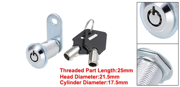 1pcs 30mm Uxcell цилиндр из цинкового сплава, цинковый сплав хромированная отделка трубчатый Cam Lock W ключ разные Ключи 1 шт. 30 мм - Цвет: 1pcs 30mm