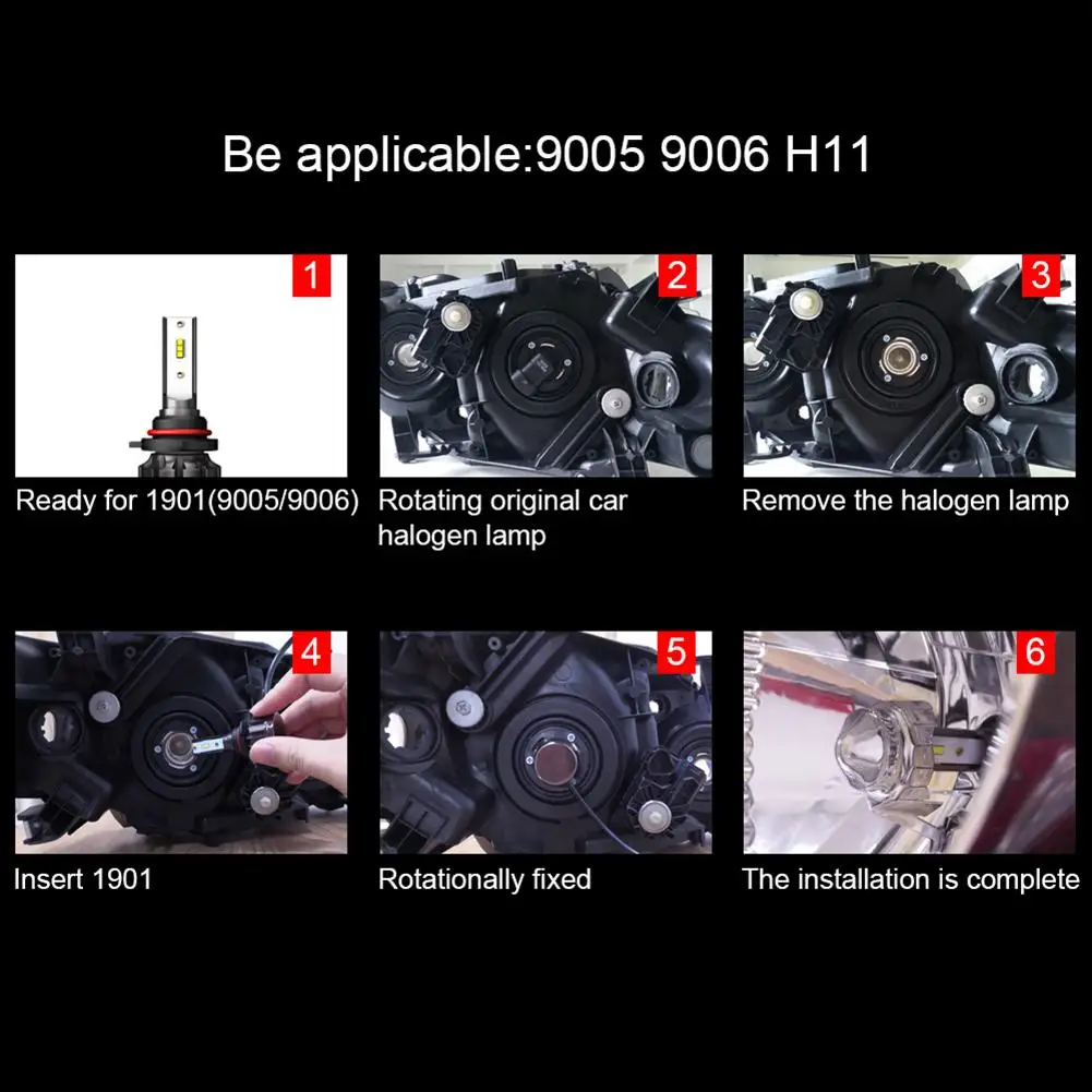 H4 H7 светодиодный H1 HB4 H11 HB3 2 шт фара для автомобиля 12000LM 6000K лампа прозрачная видимость Авто сменная лампа авто аксессуары