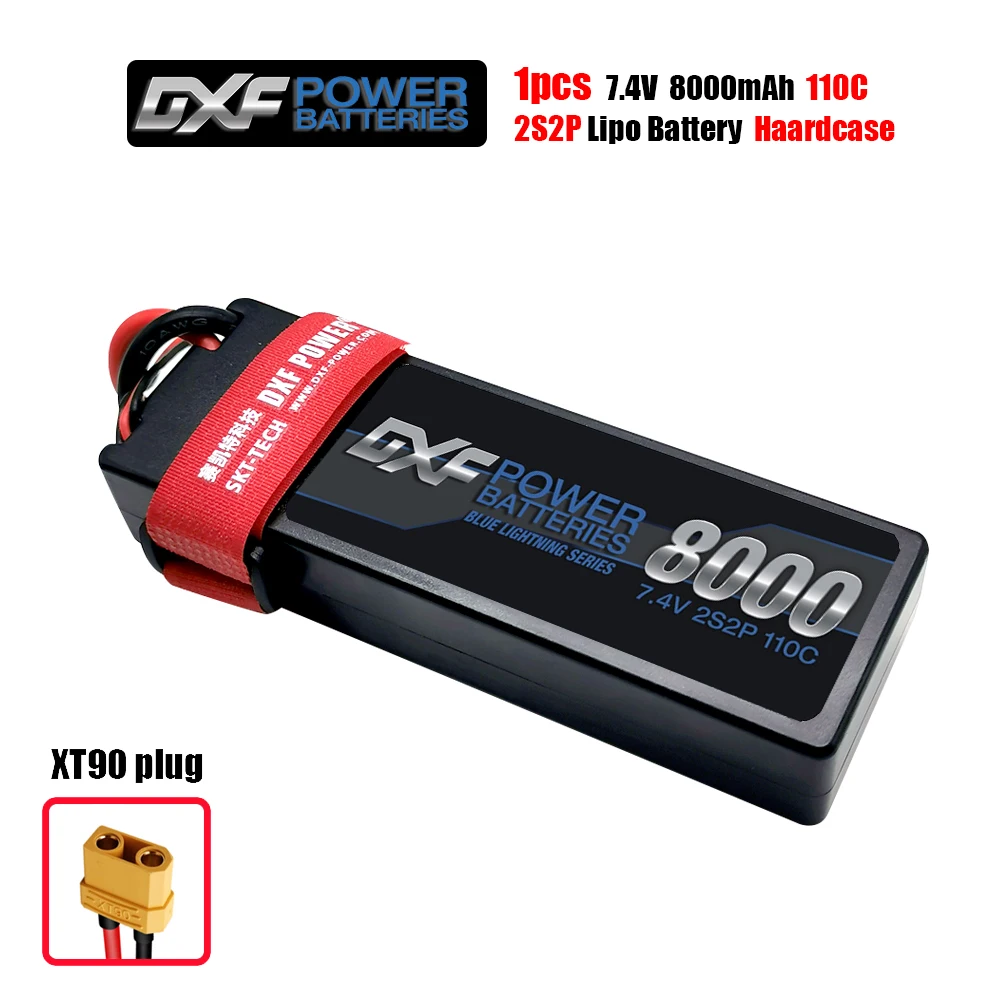 1PCS8000HARDXT90 DXF 7,4 V 110C 8000mAh Lipo батарея 2S2P RC Lipo батарея с Dean/T XT60 XT90 Разъем для RC модель автомобиля Лодка Грузовик 1/8 RC автомобиль - Цвет: 1PCS8000HARDXT90