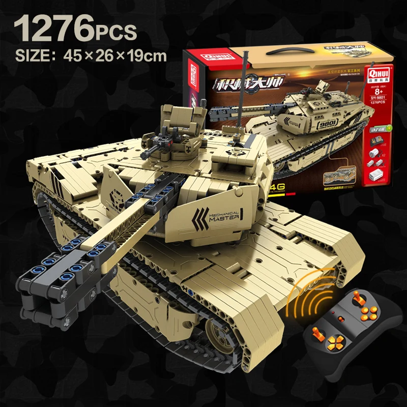 Military RC M1A2 Tank 50M Distance Can Rotate Launch Building Block Army Bricks Boy Toys For Children Gift | Игрушки и хобби