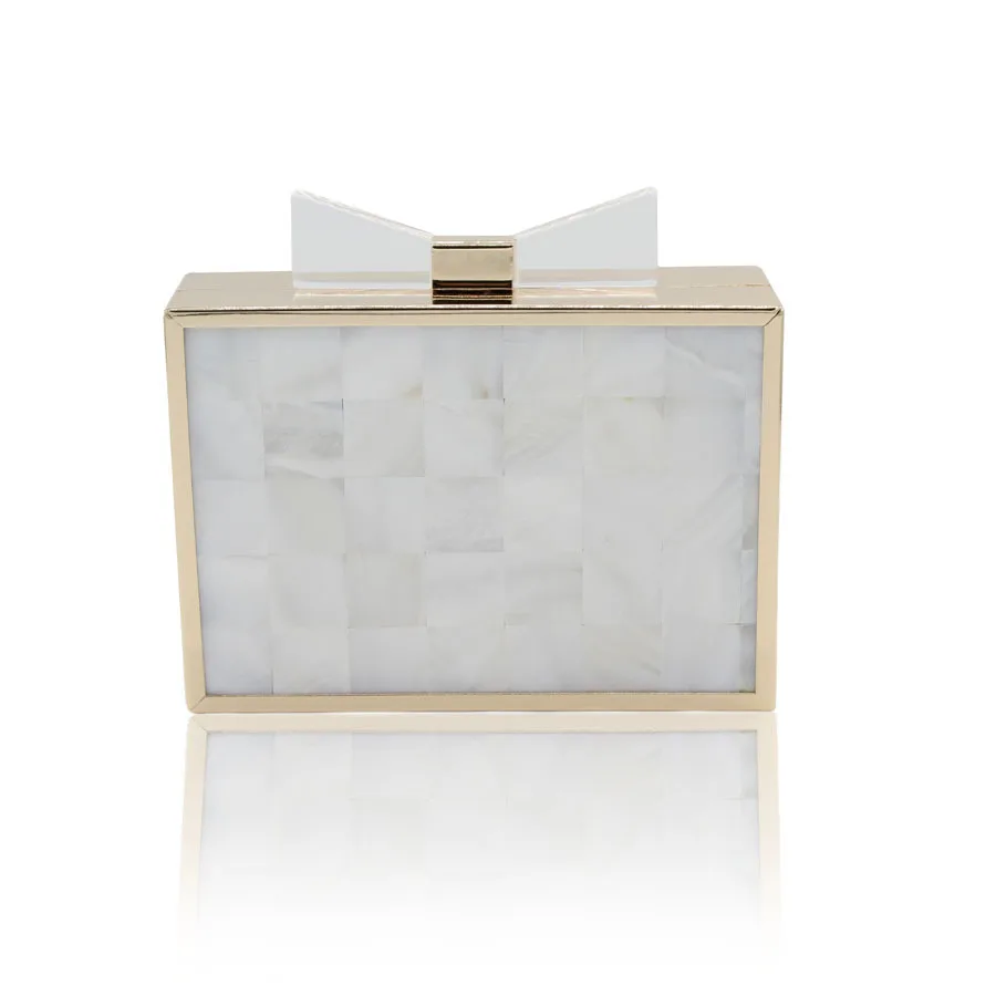 

LOLIBOX Women Bags Day Clutches Ladies Wind Bow Bag Shell Pattern Clutch Banquet Purse Evening Bags