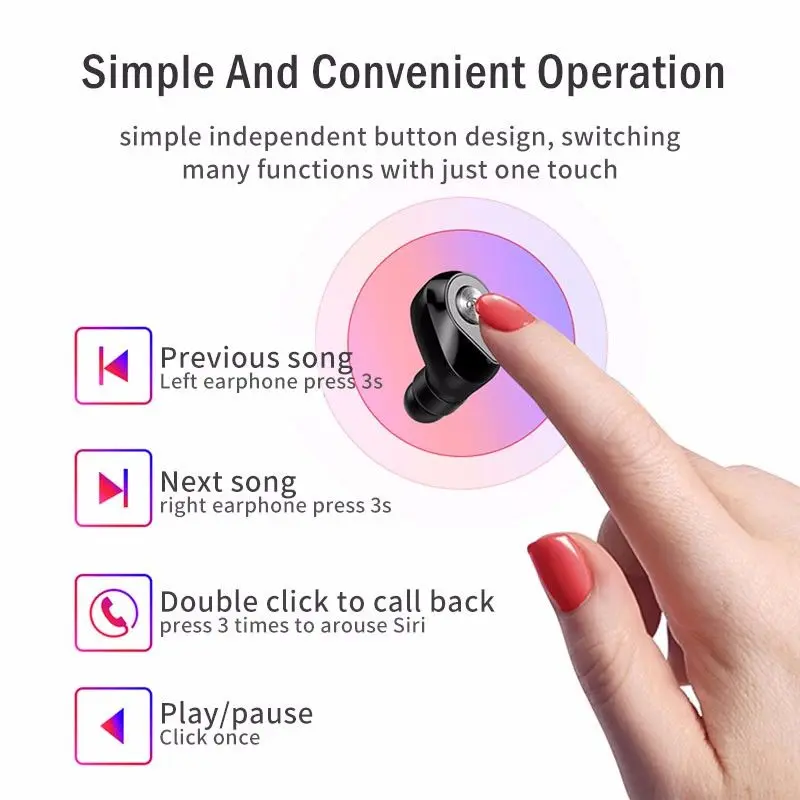 M16 мини Беспроводной Bluetooth 5,0 наушники спортивные наушники HiFi стерео, бинауральный HD вызова для Xiaomi Redmi SamSung
