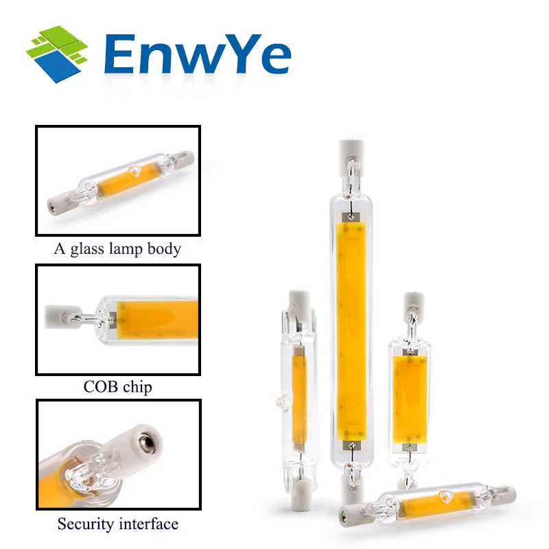 EnwYe COB R7S Светодиодный лампа стеклянная трубка сменная галогеновой лампы прожектор 3 Вт 5 Вт 8 Вт 10 Вт R7S 78 R7S 118 переменного тока 220V 240V