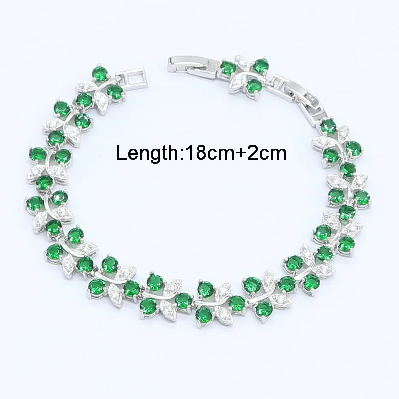 Зеленый полудрагоценный 925 Серебряный набор украшений для женщин свадебный браслет серьги-гвоздики ожерелье Кулон Кольцо Подарочная коробка
