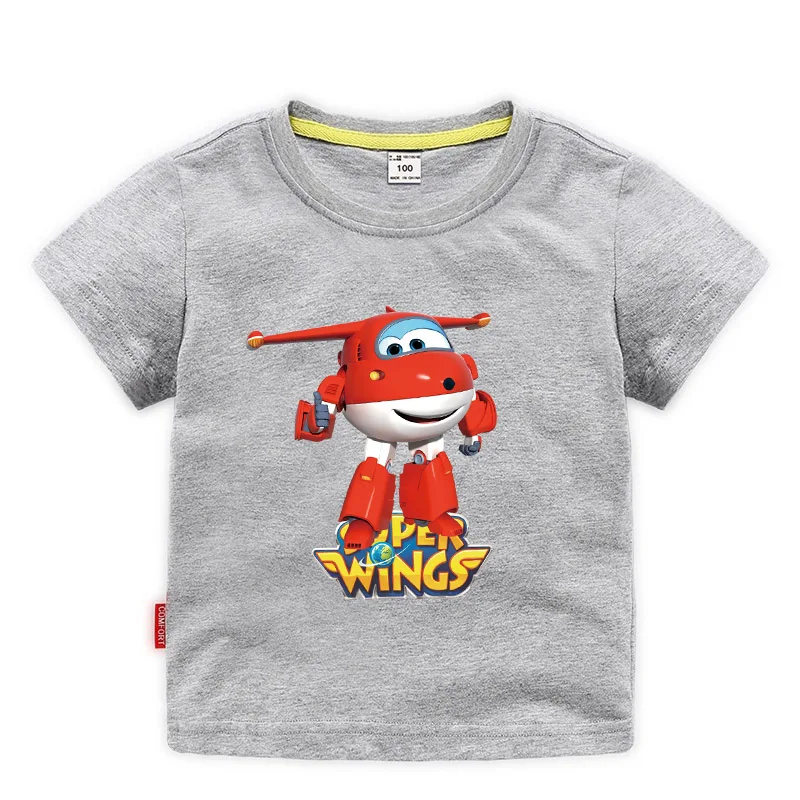 Летние детские футболки с коротким рукавом и принтом «Super Wings» для мальчиков и девочек; футболка с принтом из мультфильма; футболка; топы для маленьких девочек; одежда для детей