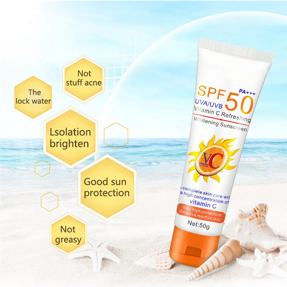 Vitamin C Sunscreen Facial Body Sunblock Waterproof UV Oil-control SPF 50+ Sun Screen Body Cream Korean Sunscreen Cream